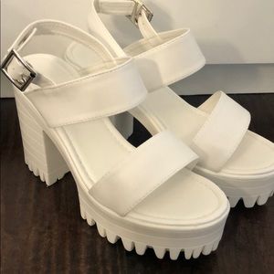 White chunky heel